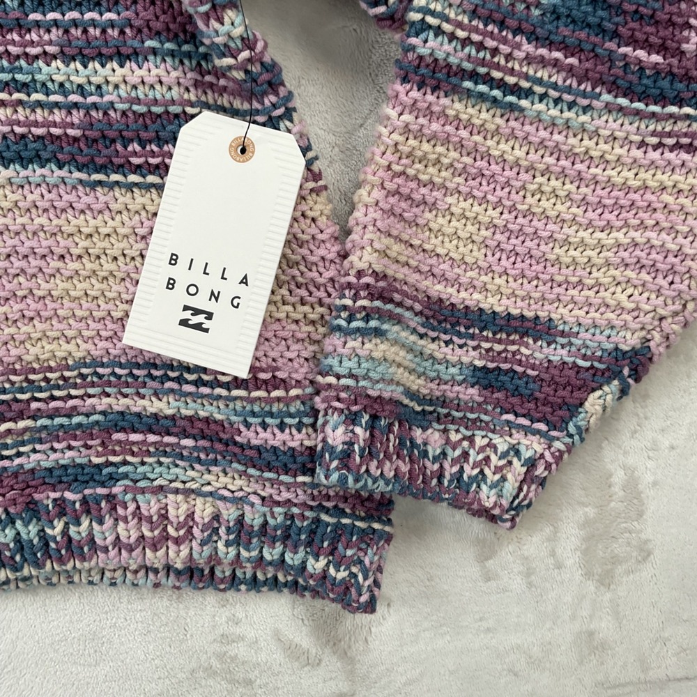 Billabong Fade Out Women Large Multi Color Space Dye Chunky Knit Cropped Sweater - Picture 3 of 7